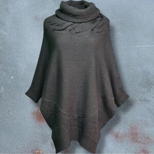 Vince Charcoal Gray Cable Knit Collar Cowl-Neck Dolman Sleeve Alpaca Sweater L